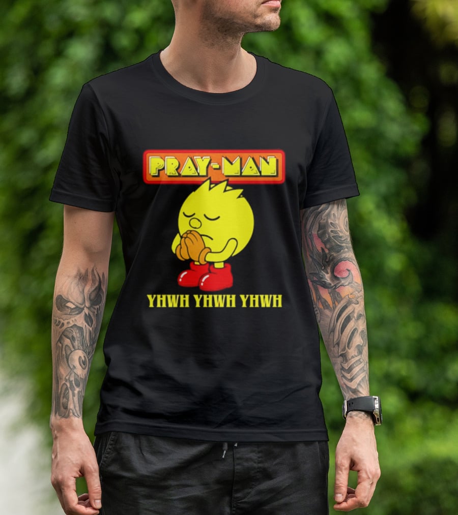 Pray Man YHWH Spiritual Pac Man Symbolism T-Shirt