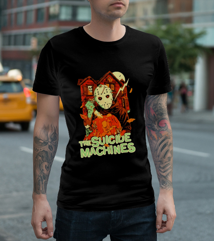 The Suicide Machines Jason Voorhees Pumpkin Halloween House Lightning T-Shirt