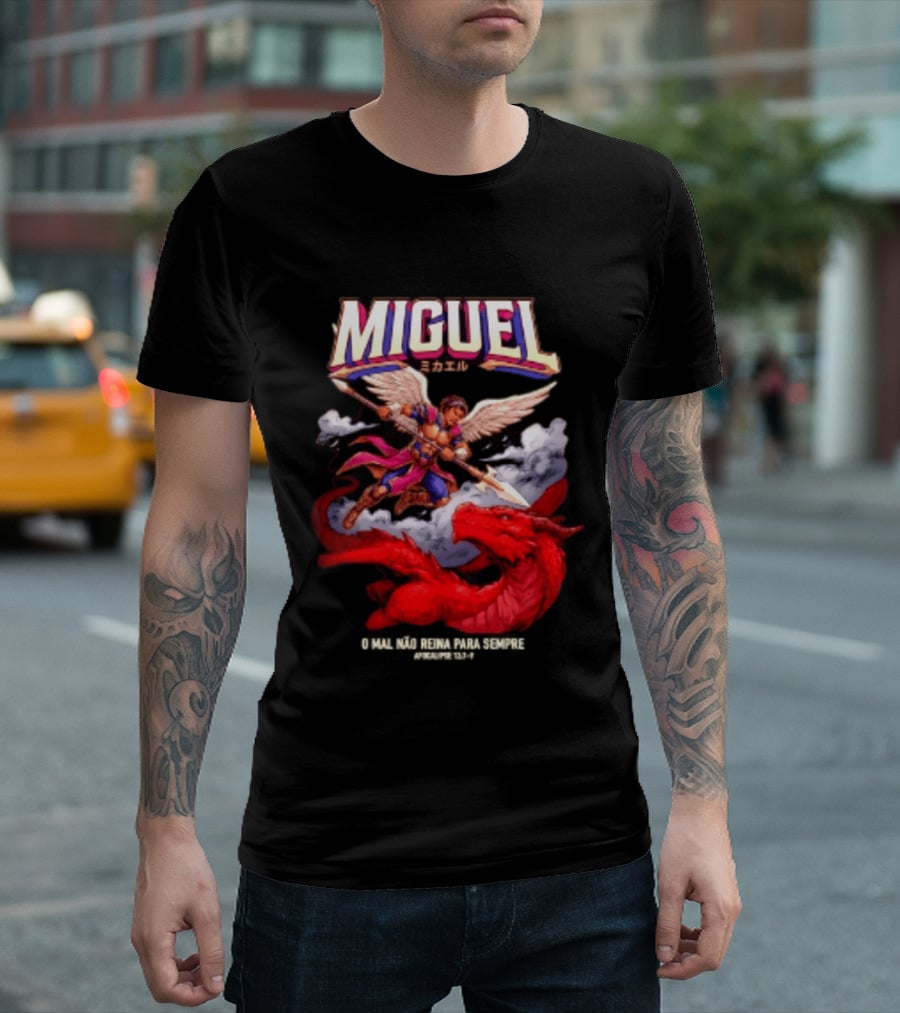 Miguel Angel Vs Dragon Apocalipse 12 7 9 O Mal Nao Reina Para Sempre T-Shirt