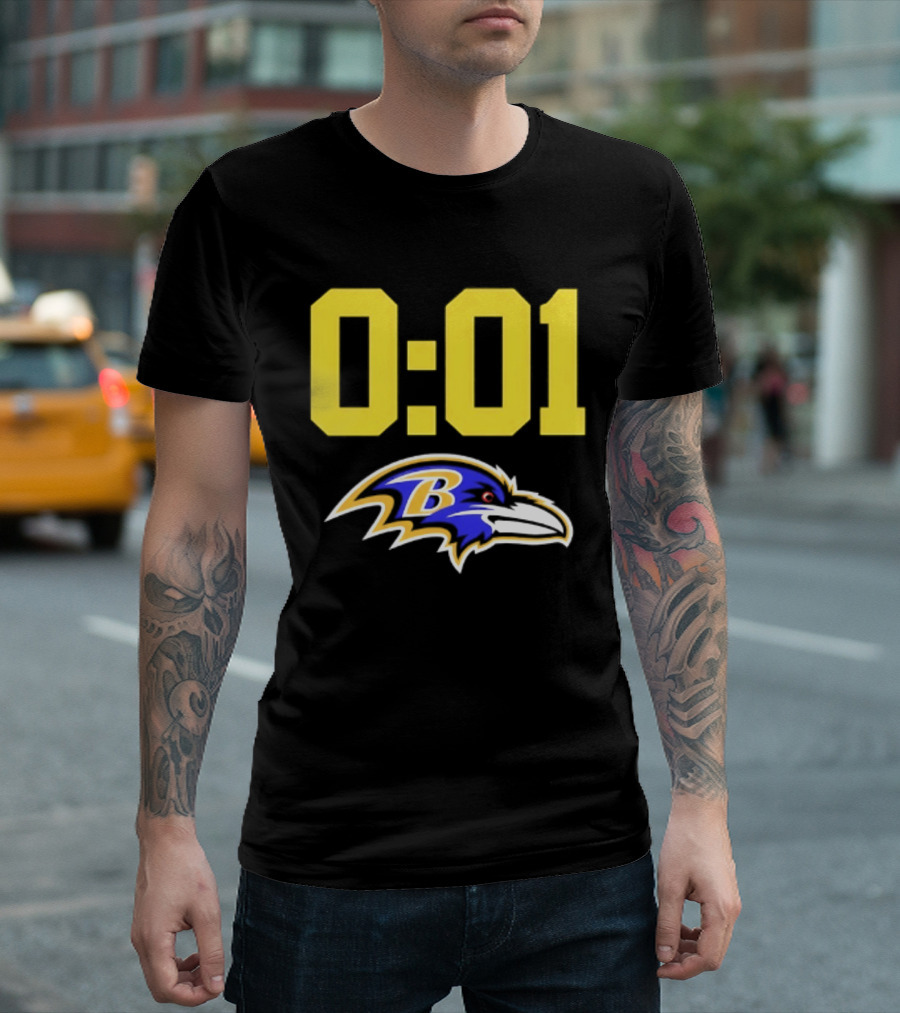 Baltimore Ravens 0:01 Logo NFL Football Team T-Shirt
