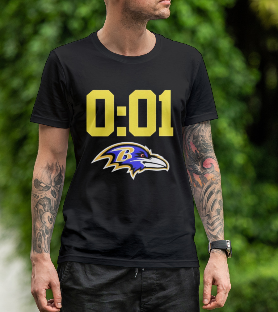 Baltimore Ravens 0:01 Logo NFL Football Team T-Shirt