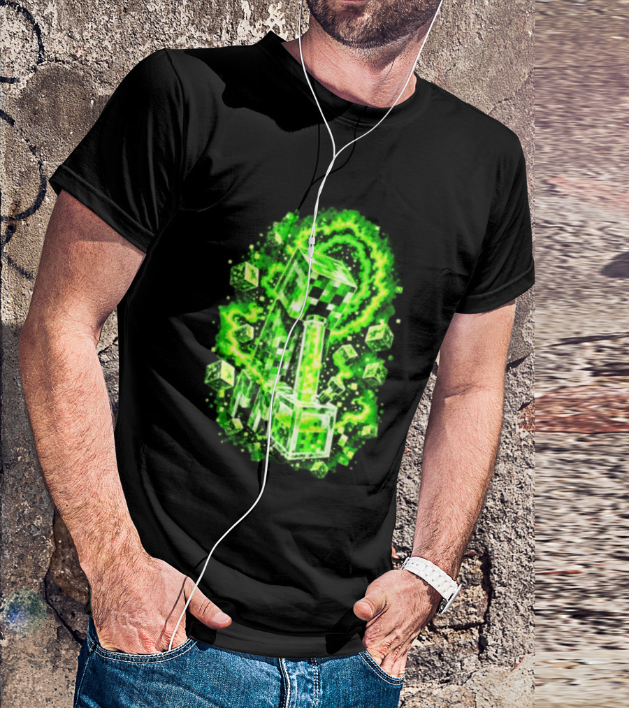 Minecraft Creeper Green Bong Pixel Explosion T-Shirt