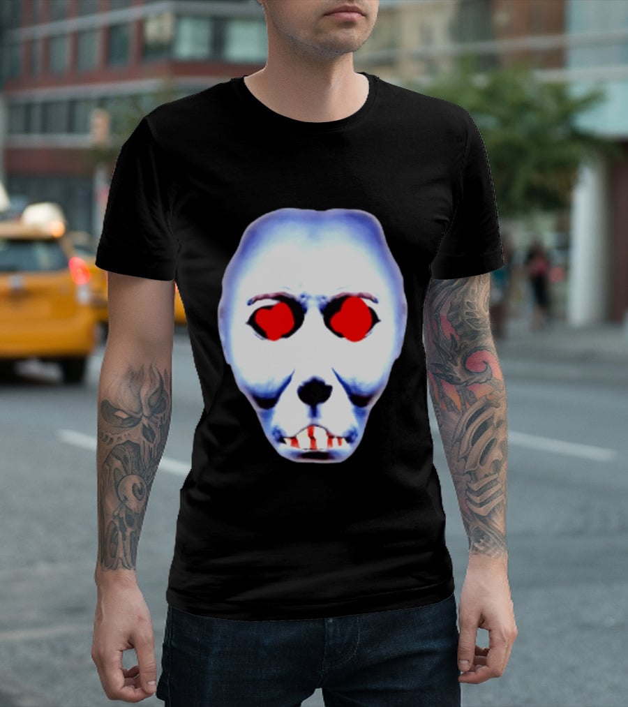 Creepy Alien Face With Red Eyes And Bread Teeth Surrealistic T-Shirt