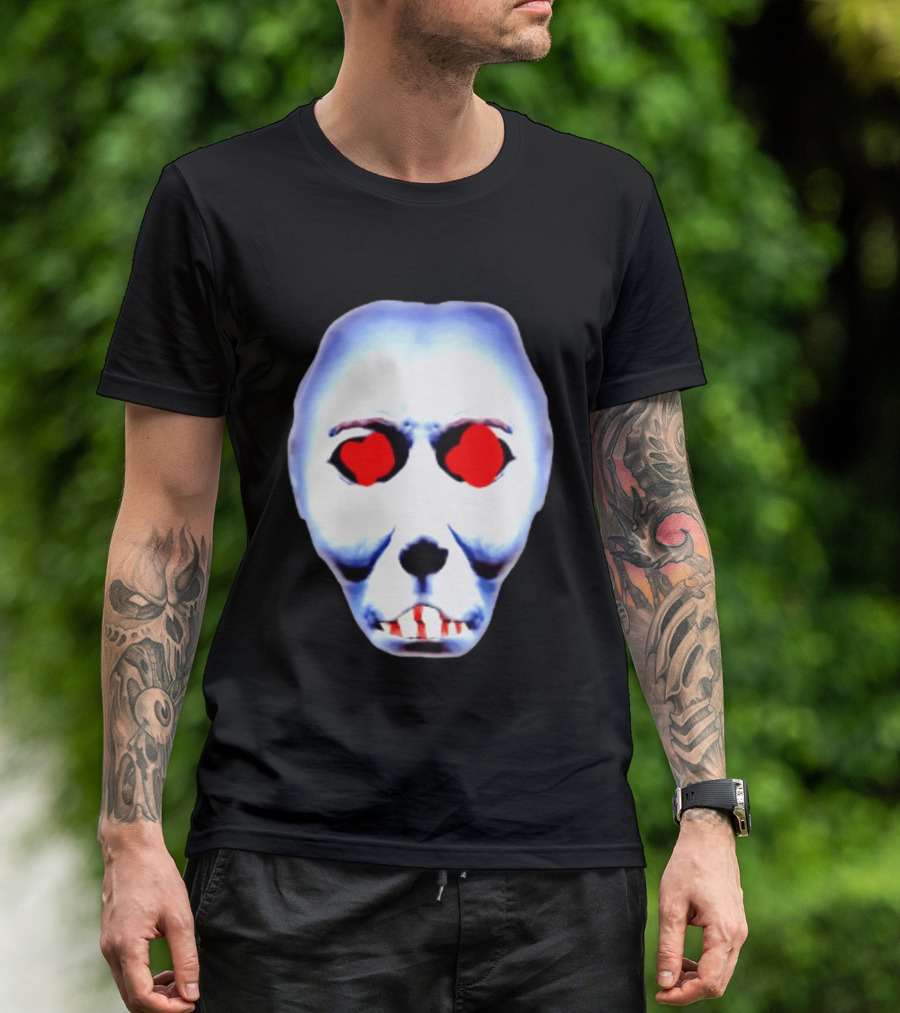Creepy Alien Face With Red Eyes And Bread Teeth Surrealistic T-Shirt