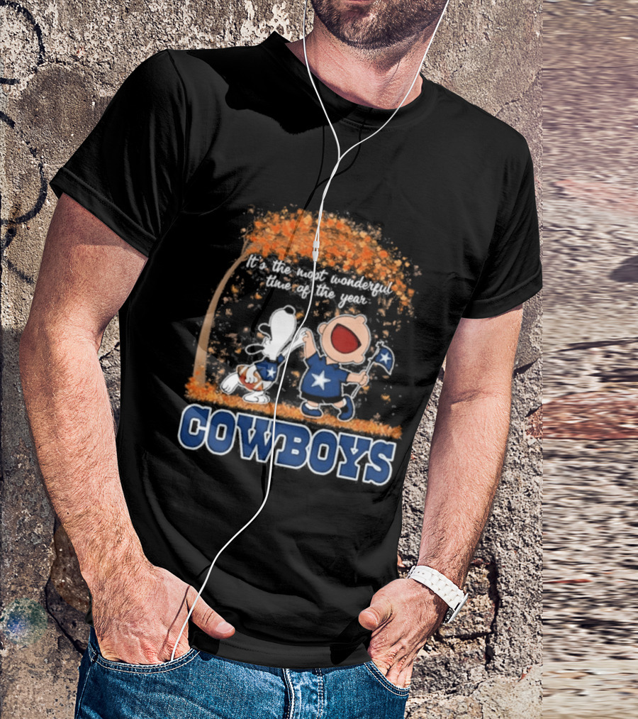 Dallas Cowboys Snoopy Charlie Brown Dancing Most Wonderful Time Of The Year 2026 T-Shirt