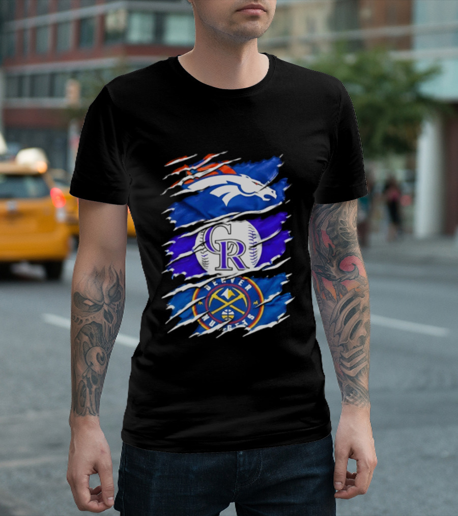 Denver Broncos Colorado Rockies Denver Nuggets Mashup Sports Fan T-Shirt