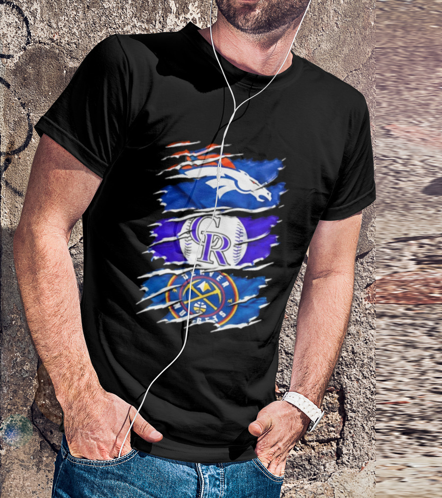 Denver Broncos Colorado Rockies Denver Nuggets Mashup Sports Fan T-Shirt