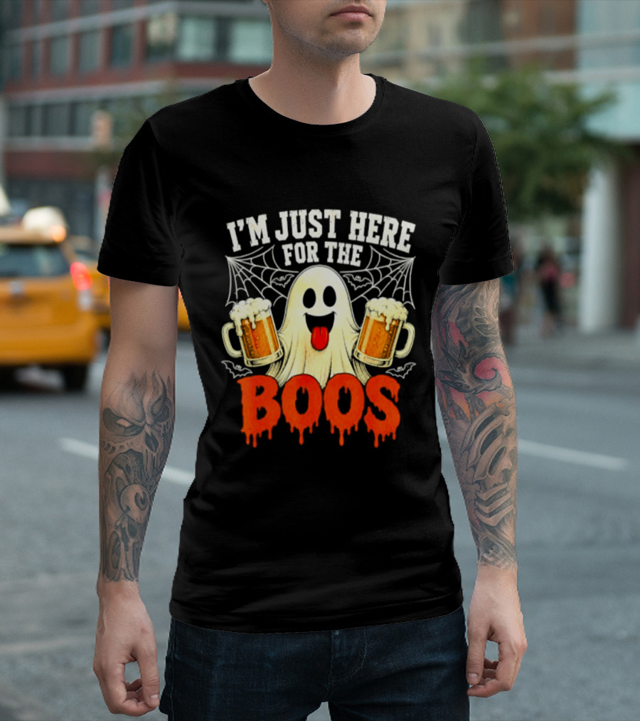 I'm Just Here For The Boos Ghost With Beer S Halloween T-Shirt