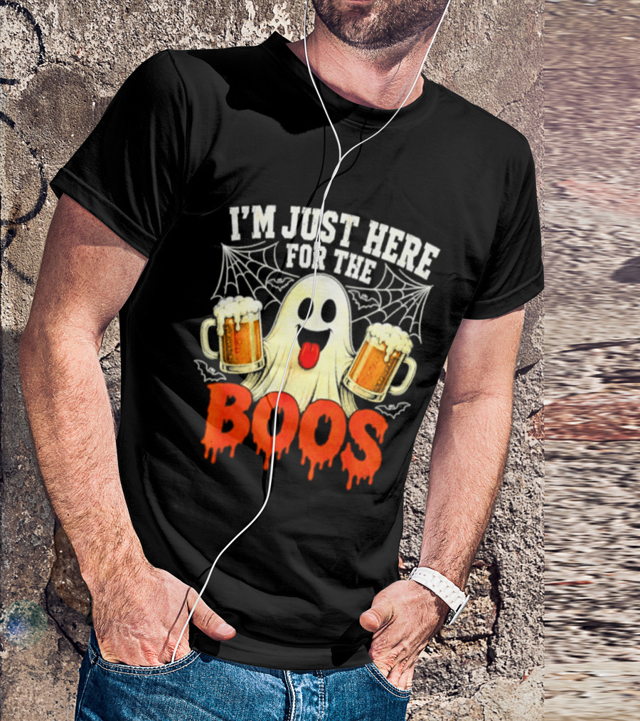 I'm Just Here For The Boos Ghost With Beer S Halloween T-Shirt