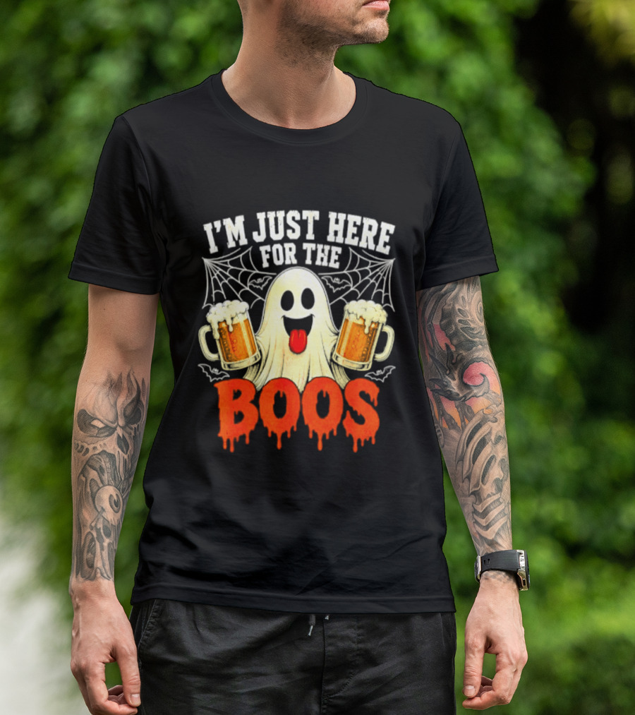 I'm Just Here For The Boos Ghost With Beer S Halloween T-Shirt