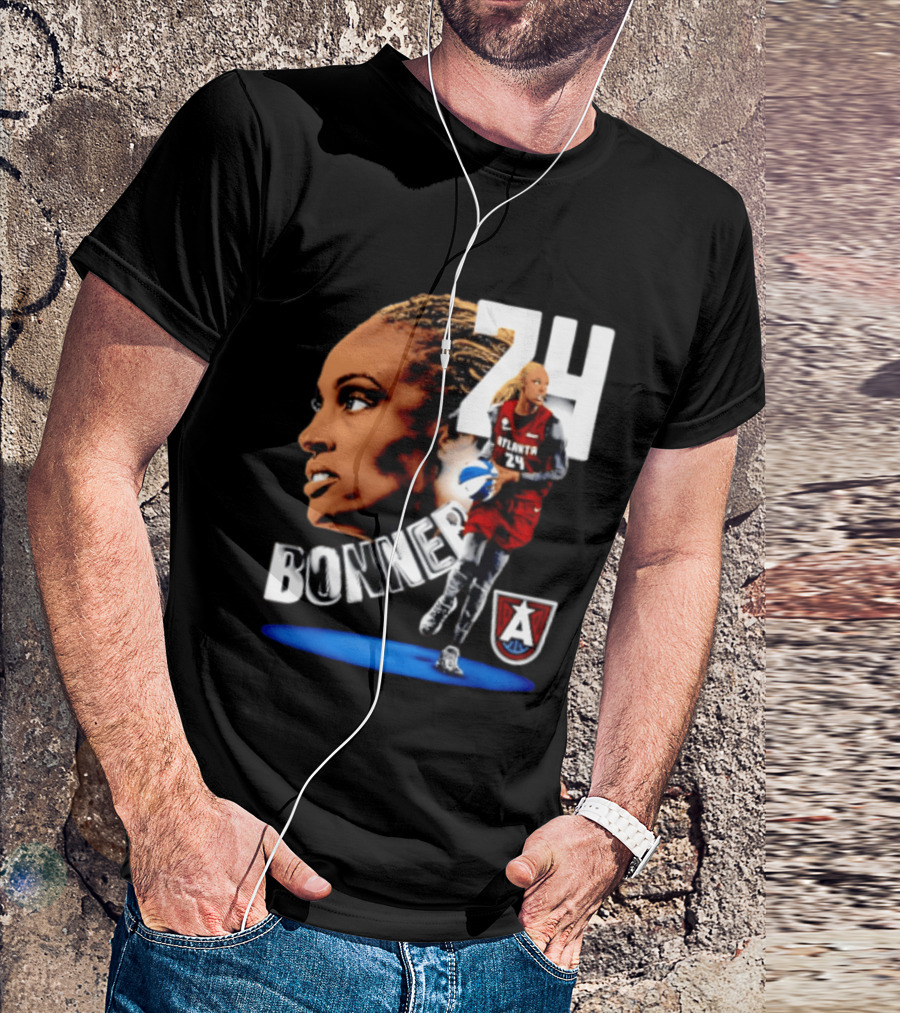 Dewanna Bonner 24 Atlanta Dream WNBA Basketball Player Portrait And Action T-Shirt
