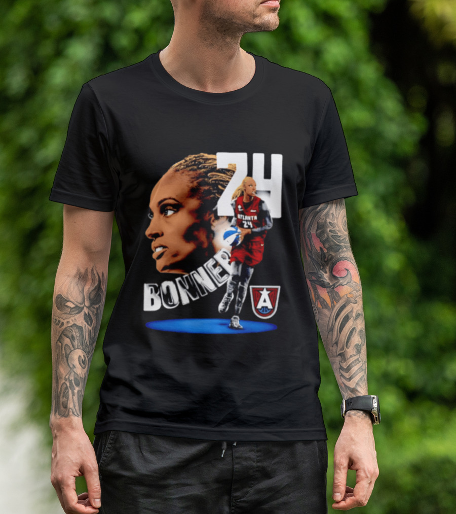 Dewanna Bonner 24 Atlanta Dream WNBA Basketball Player Portrait And Action T-Shirt