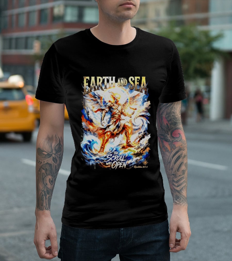 Earth And Sea Angelic Revelation The Scroll Was Open Revelation 10 1 2 T-Shirt