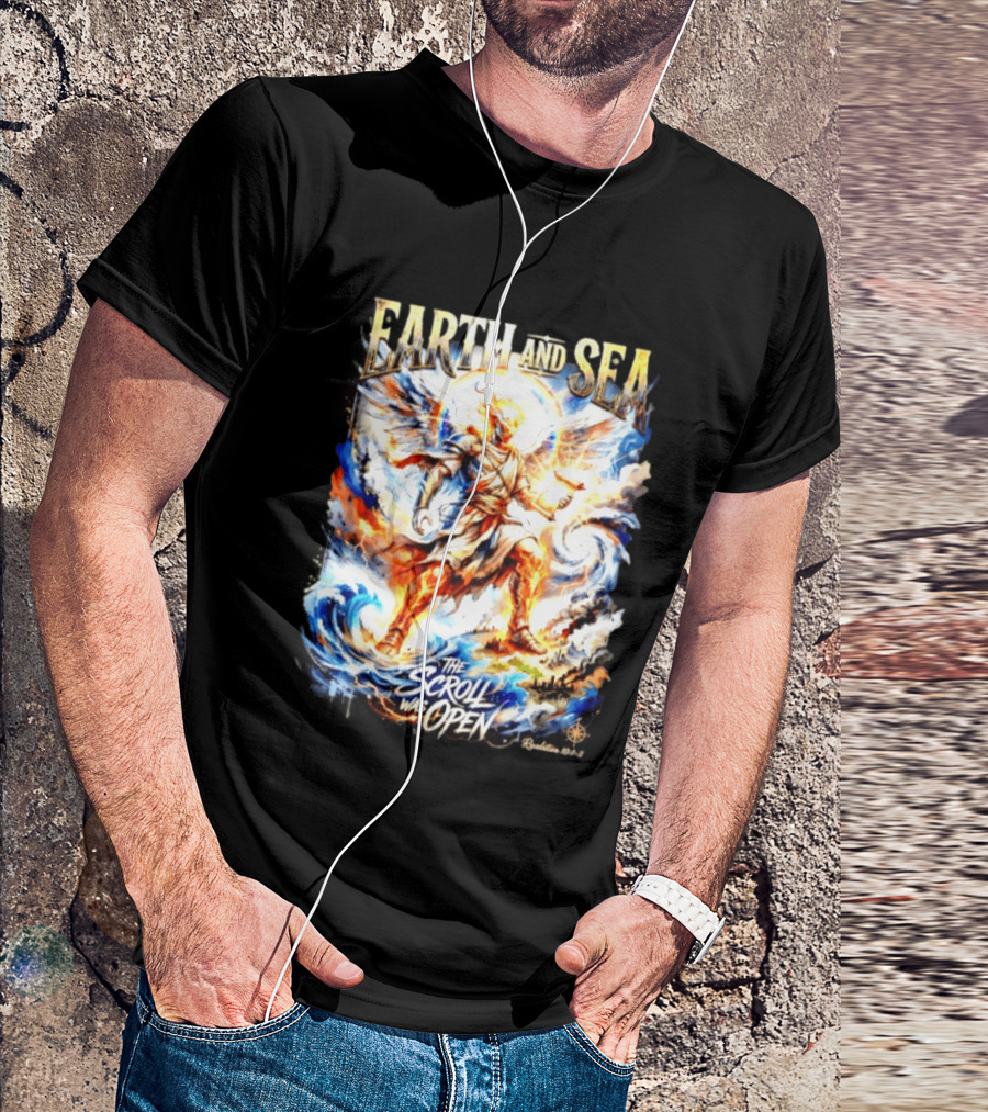 Earth And Sea Angelic Revelation The Scroll Was Open Revelation 10 1 2 T-Shirt