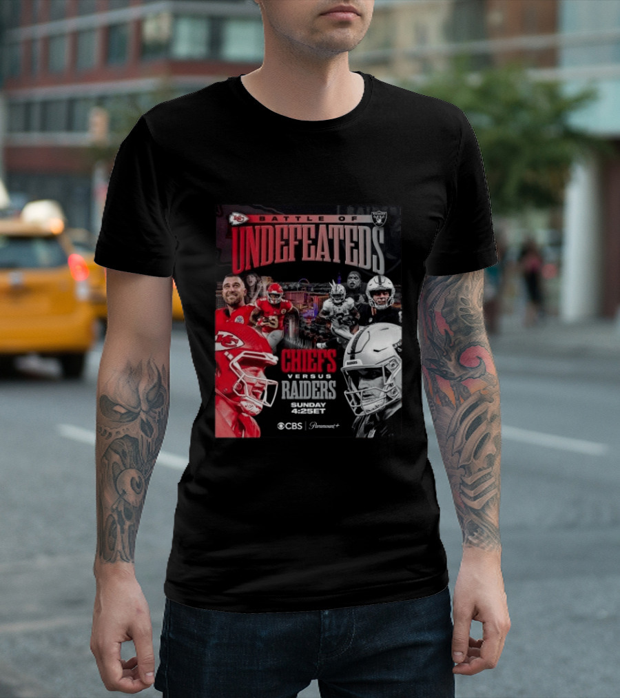 Kansas City Chiefs Vs Las Vegas Raiders Battle Of Undefeated 2026 NFL Showdown CBS Sunday 4:25ET T-Shirt
