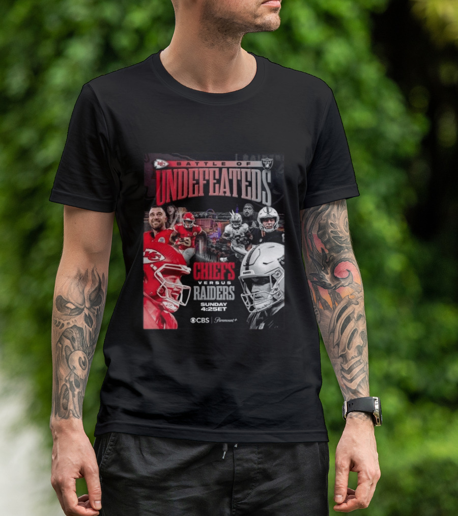 Kansas City Chiefs Vs Las Vegas Raiders Battle Of Undefeated 2026 NFL Showdown CBS Sunday 4:25ET T-Shirt