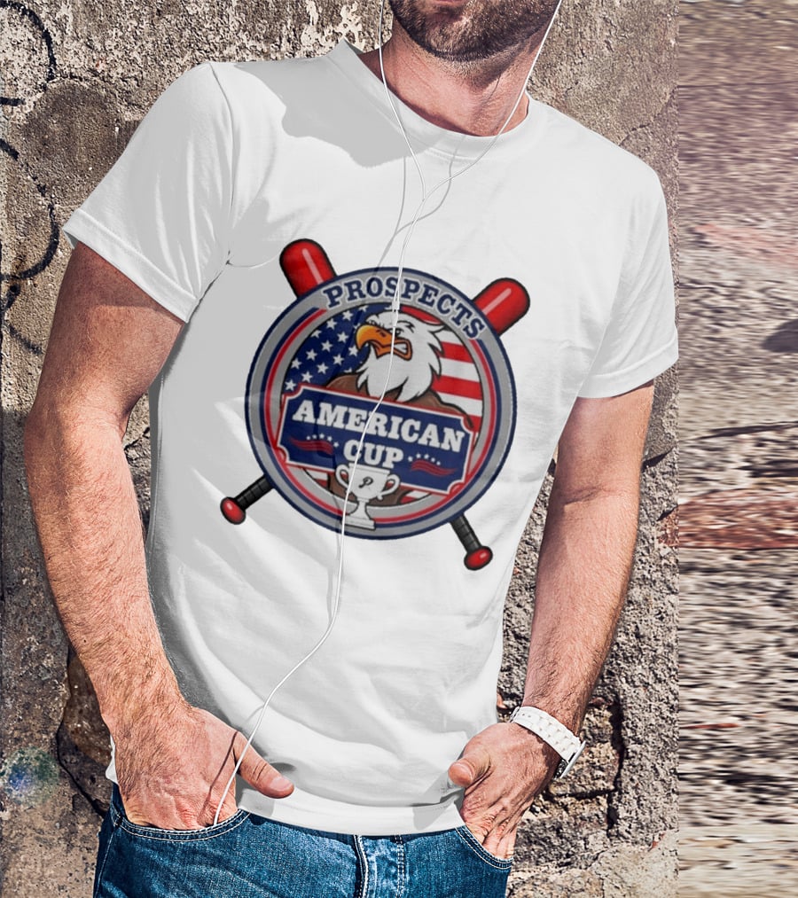 Prospects American Cup Eagle Emblem With USA Flag And Trophy T-Shirt
