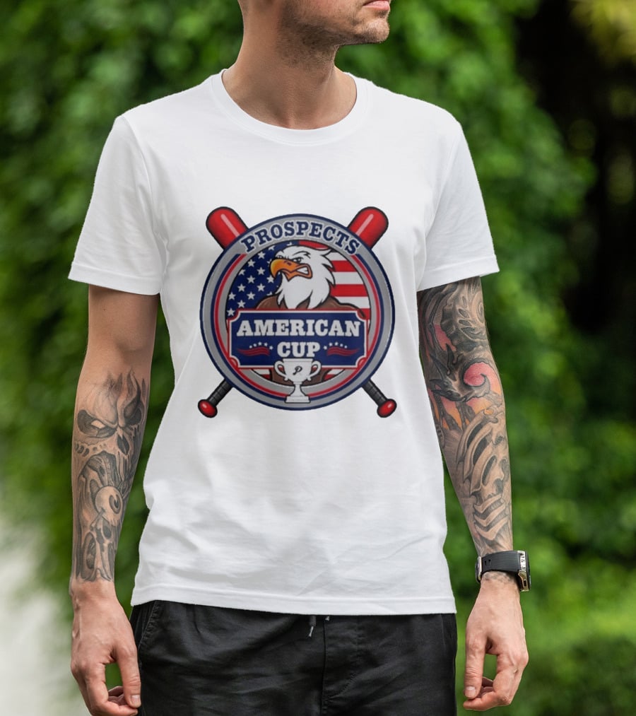 Prospects American Cup Eagle Emblem With USA Flag And Trophy T-Shirt