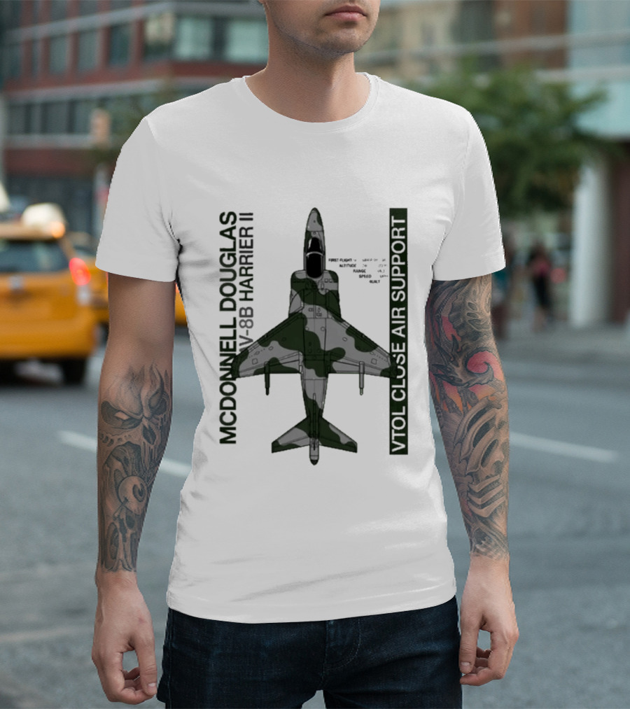 McDonnell Douglas AV 8B Harrier II VTOL Close Air Support T-Shirt