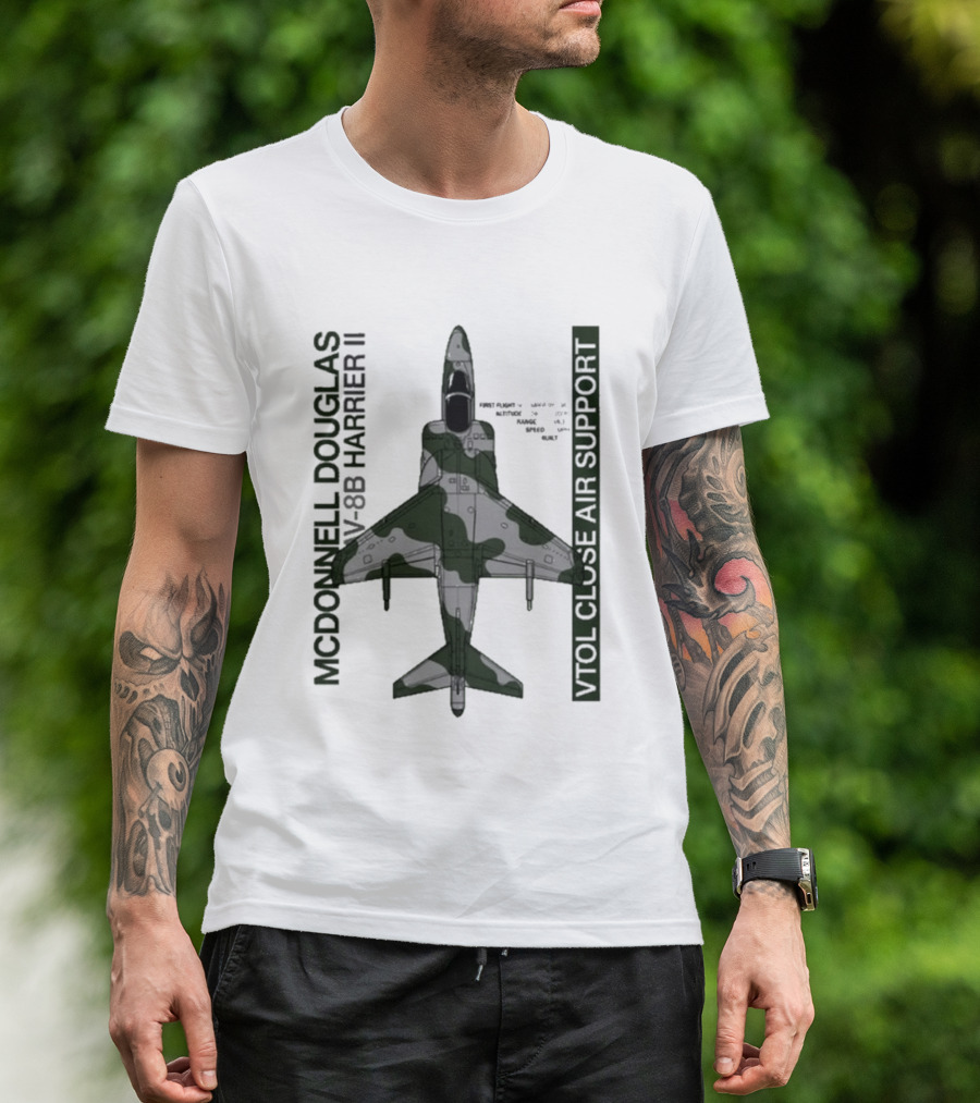 McDonnell Douglas AV 8B Harrier II VTOL Close Air Support T-Shirt