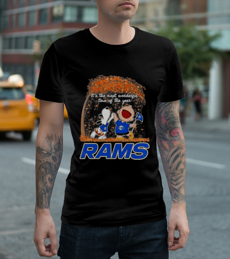 Los Angeles Rams Snoopy Charlie Brown It's The Most Wonderful Time Of The Year 2026 T-Shirt