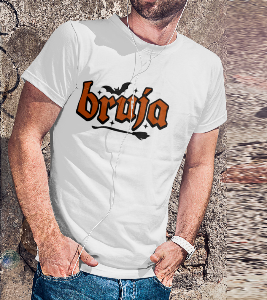 Bruja Badass Mexicans Halloween Witch Bat Broomstick Magic T-Shirt