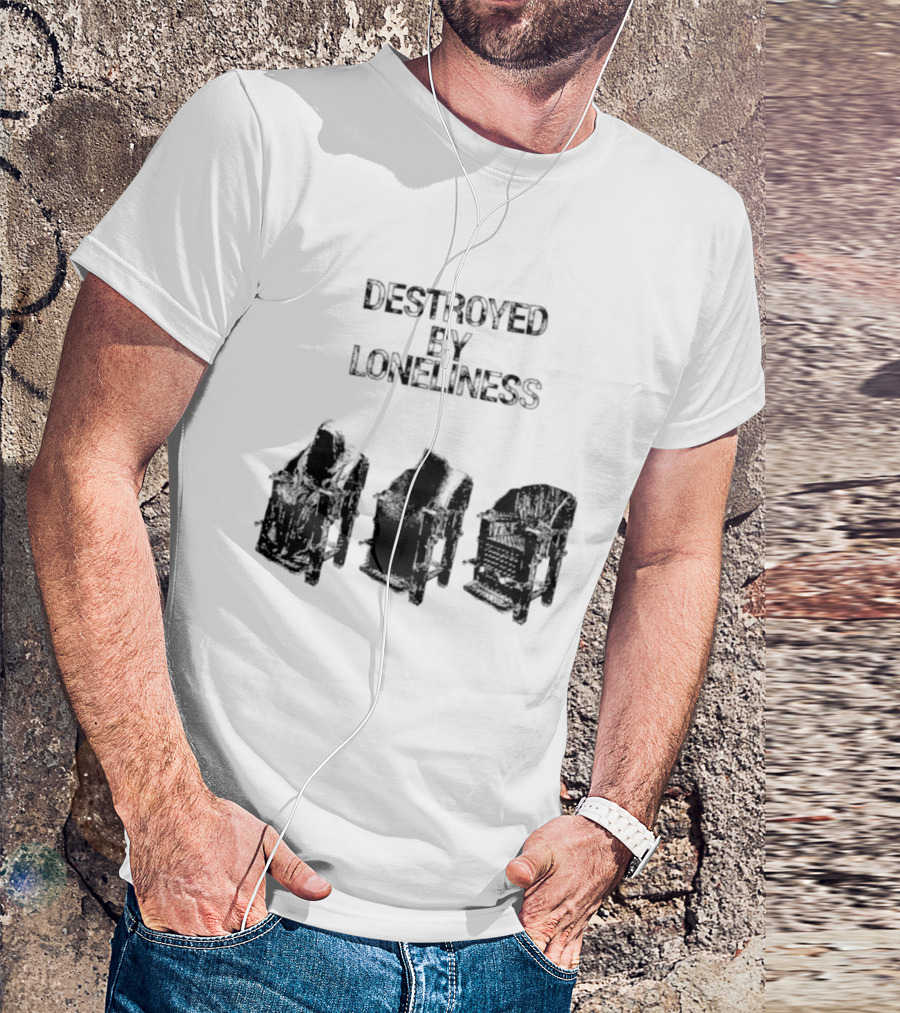 Destroyed By Loneliness Dark Gothic With Falling Office Chairs T-Shirt