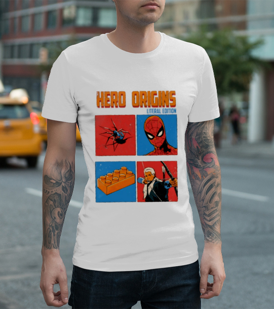Hero Origins Spider Man Literal Edition Block Archer Spider T-Shirt