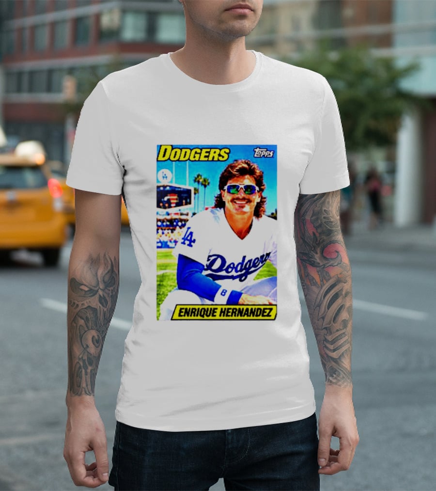 Dodgers Enrique Hernandez Topps Trading Card T-Shirt