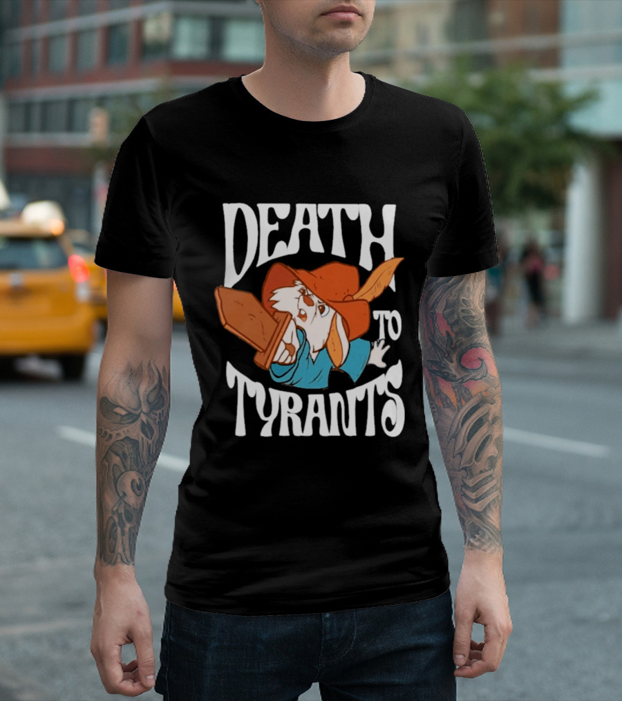 Skippy Rabbit Death To Tyrants Fearless Revolution Cartoon Rabbit T-Shirt