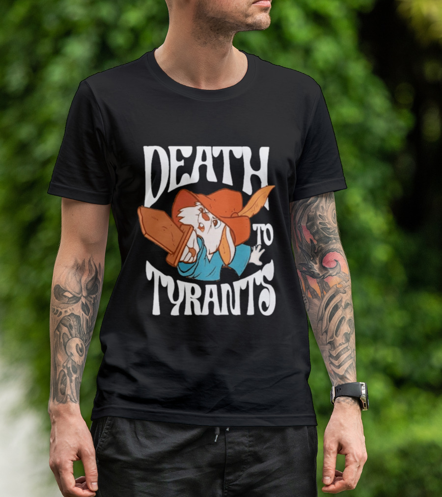 Skippy Rabbit Death To Tyrants Fearless Revolution Cartoon Rabbit T-Shirt