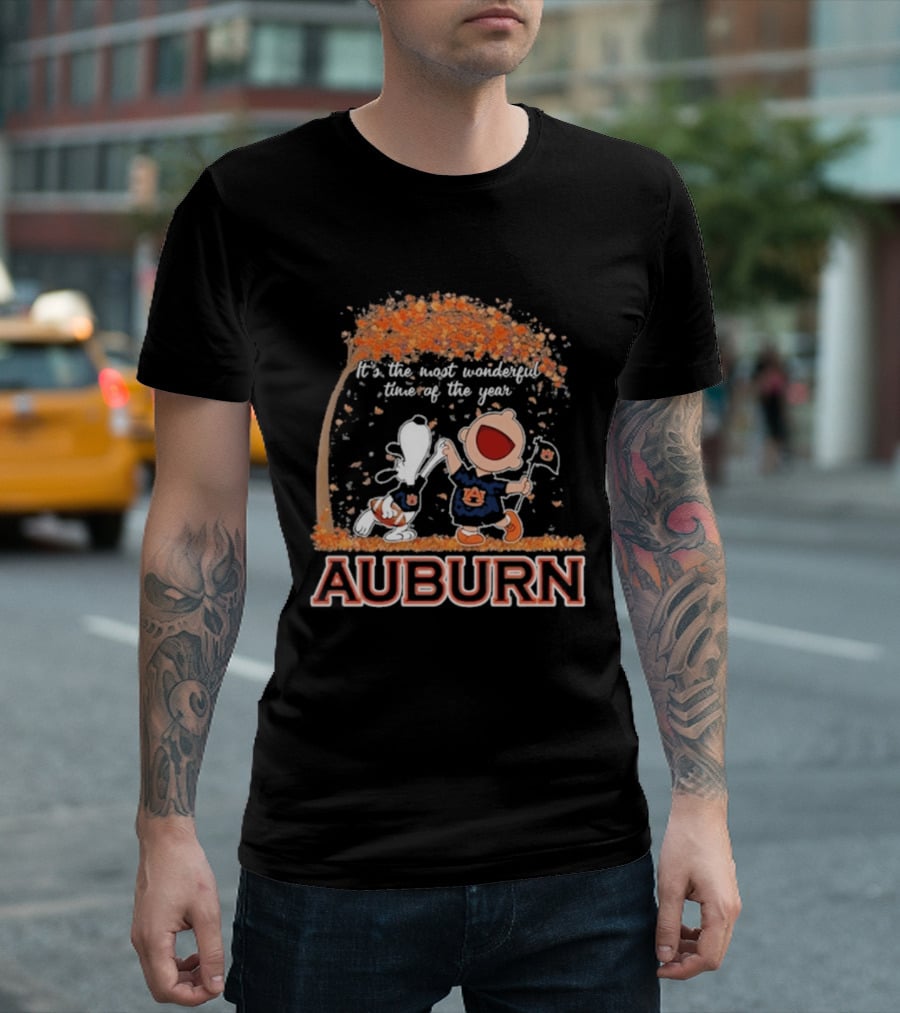 Auburn Tigers Snoopy Charlie Brown Dancing 2026 Most Wonderful Time Of The Year T-Shirt