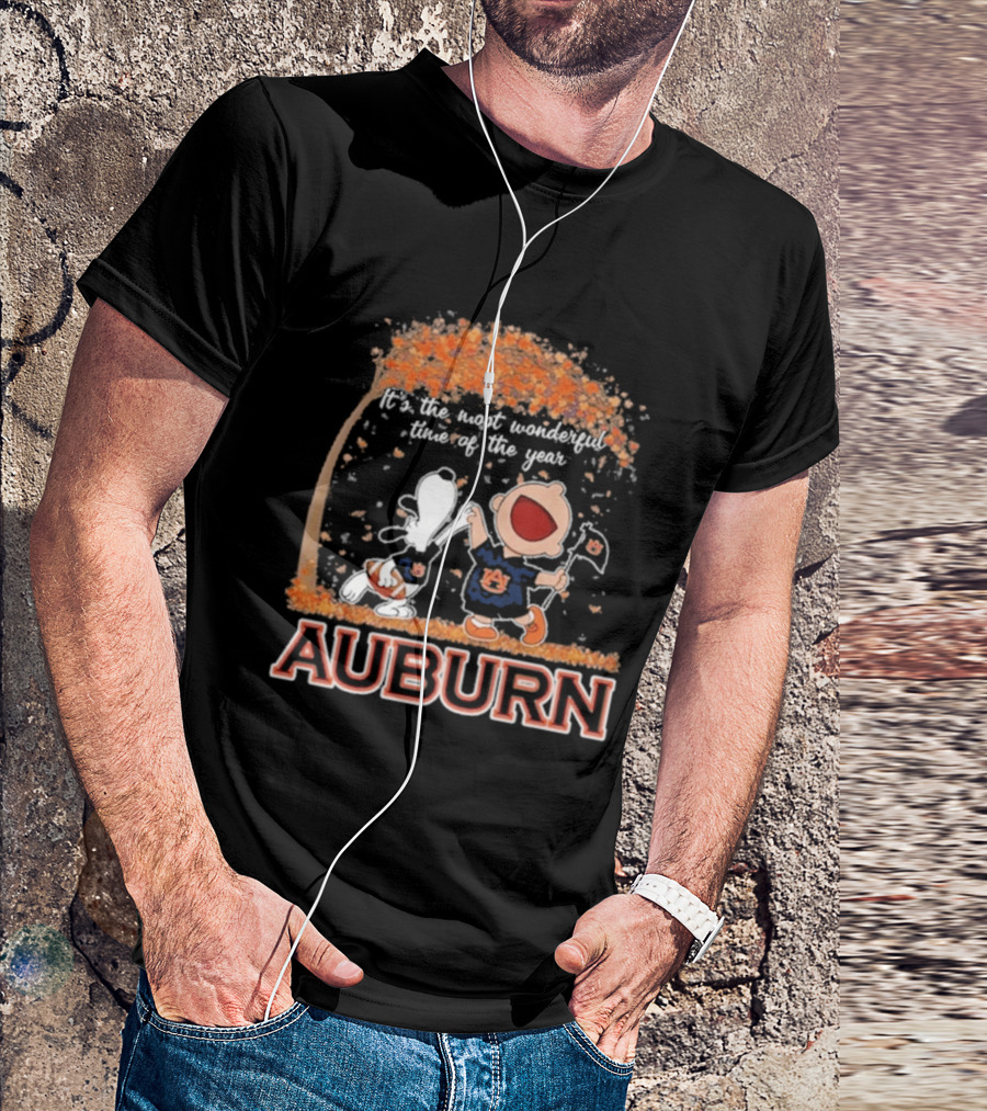 Auburn Tigers Snoopy Charlie Brown Dancing 2026 Most Wonderful Time Of The Year T-Shirt