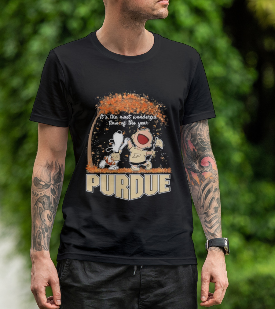 Purdue Boilermakers Snoopy Charlie Brown 2026 Most Wonderful Time Of The Year T-Shirt