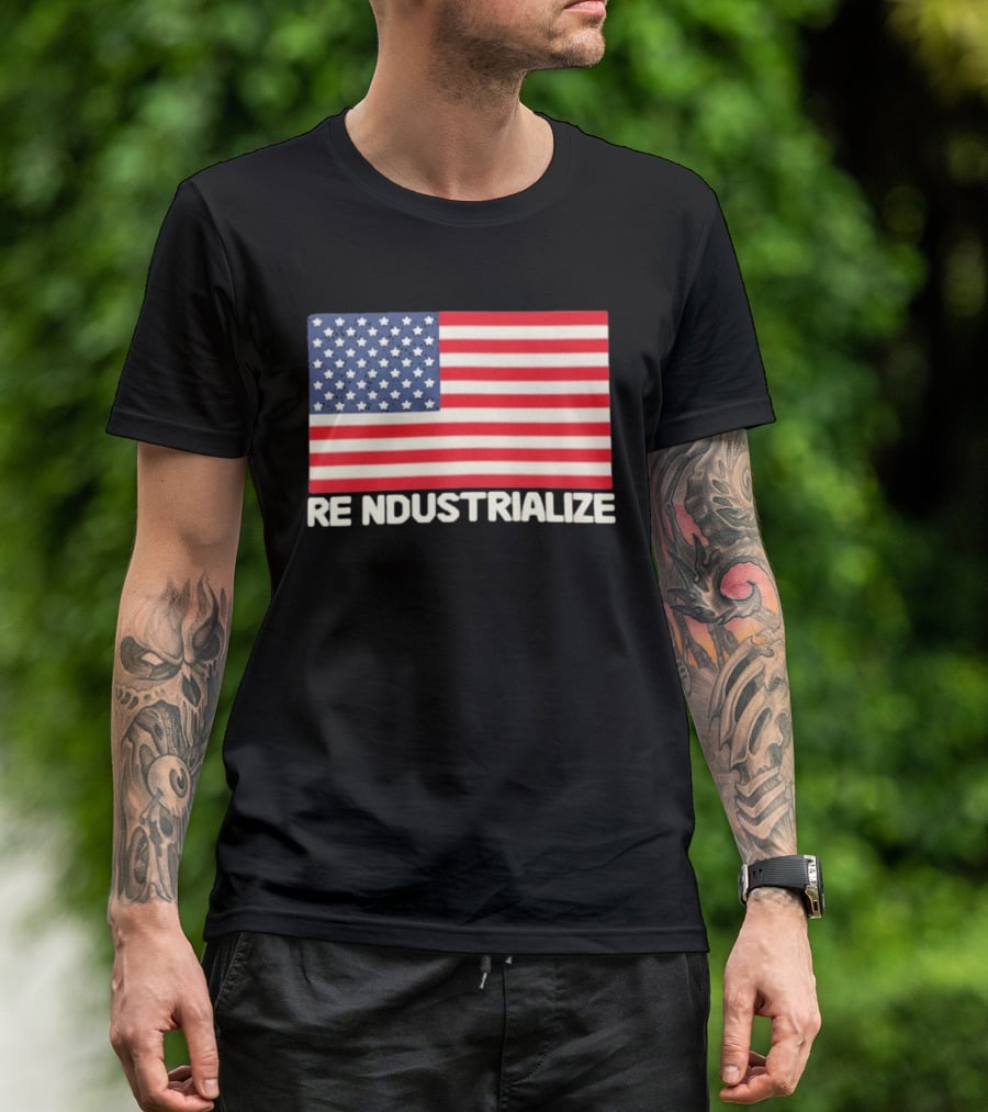 Reindustrialize United States Flag Stars And Stripes T-Shirt