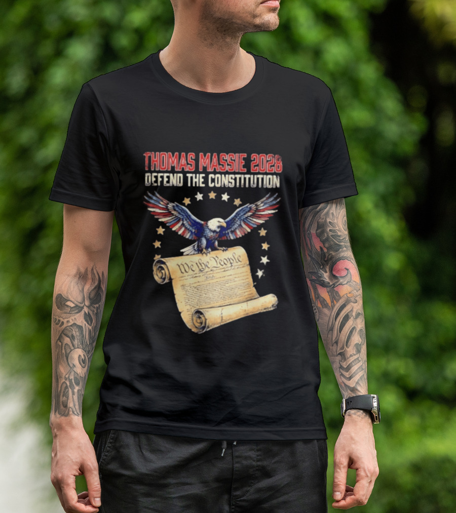 Thomas Massie 2028 Defend The Constitution We The People Bald Eagle Stars Patriotic Election Movement T-Shirt
