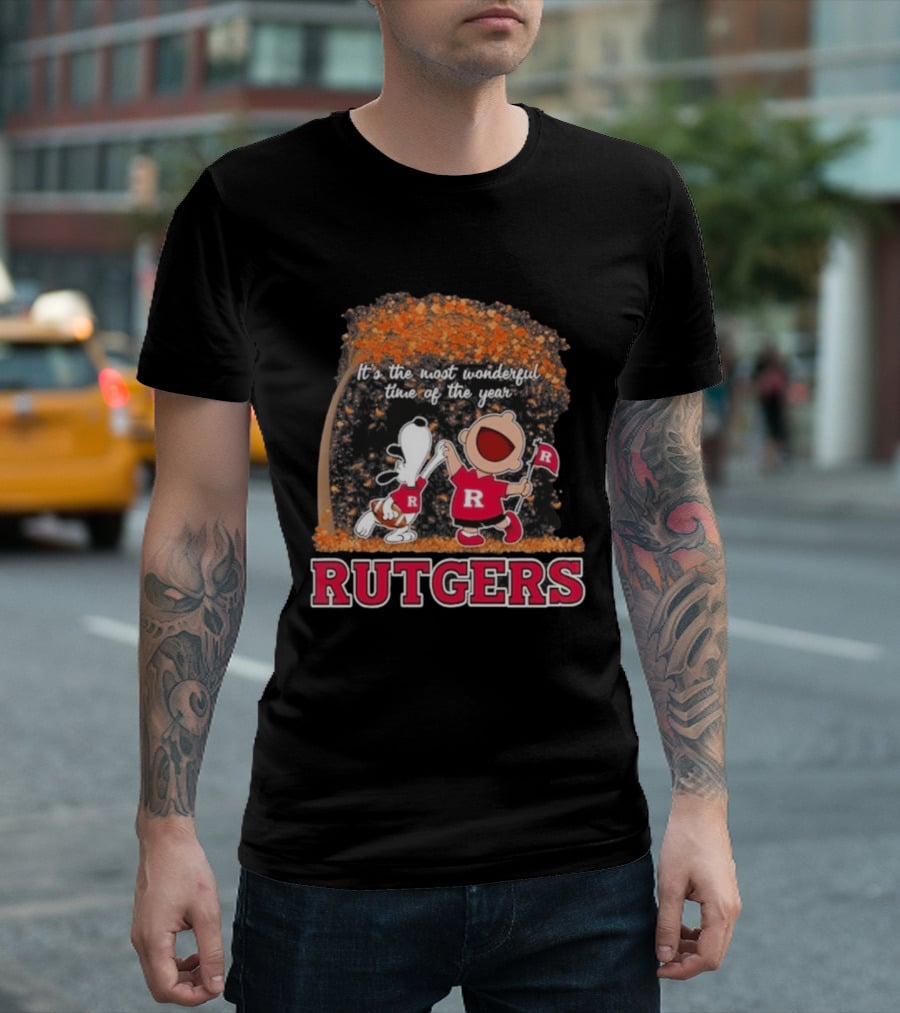 Rutgers Scarlet Knights Snoopy Charlie Brown It's The Most Wonderful Time Of The Year 2026 T-Shirt