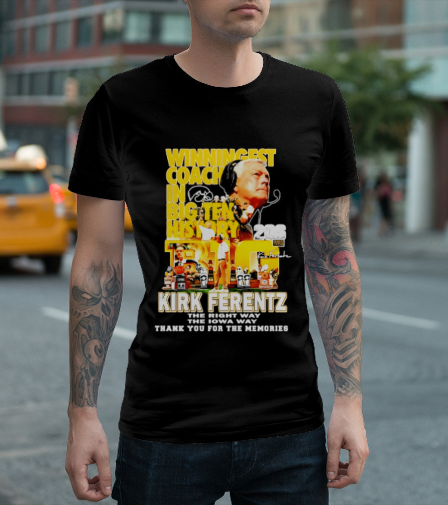 Kirk Ferentz Winningest Coach Big Ten History Iowa Hawkeyes Memories T-Shirt