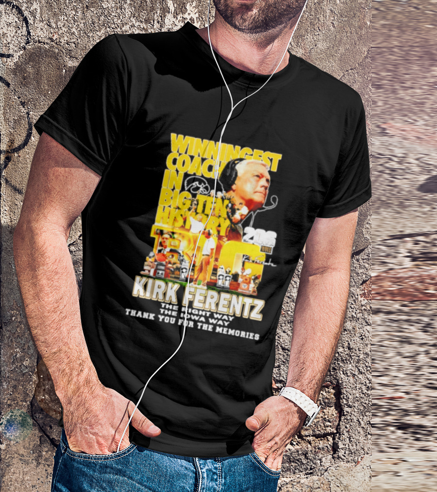Kirk Ferentz Winningest Coach Big Ten History Iowa Hawkeyes Memories T-Shirt