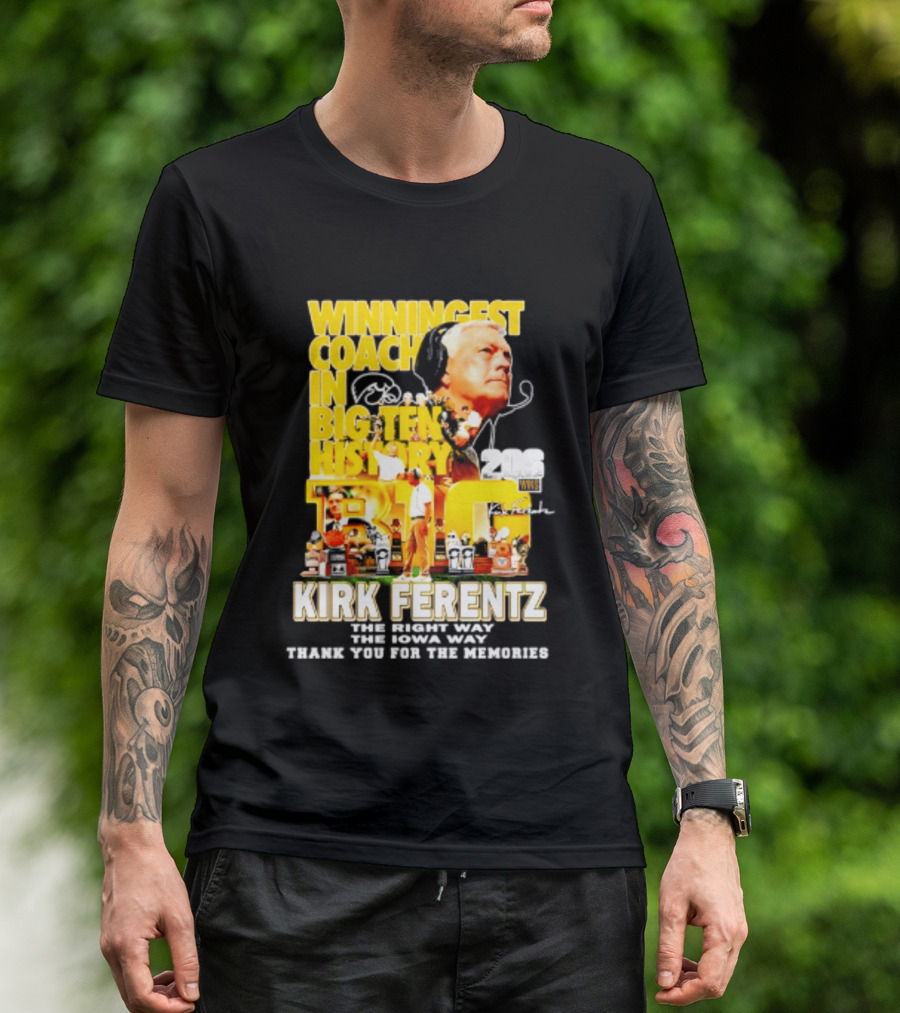 Kirk Ferentz Winningest Coach Big Ten History Iowa Hawkeyes Memories T-Shirt