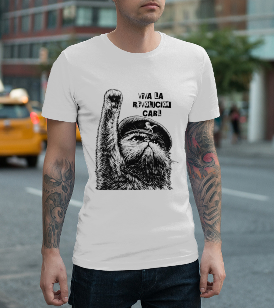 Viva La Revolución Carl Revolutionary Cat Uplifted Paw T-Shirt