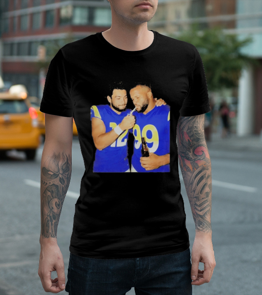 Los Angeles Rams Puka Nacua Aaron Donald Smoking Drinking NFL Football Team Players T-Shirt