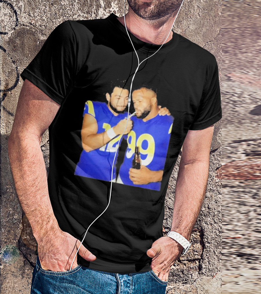 Los Angeles Rams Puka Nacua Aaron Donald Smoking Drinking NFL Football Team Players T-Shirt