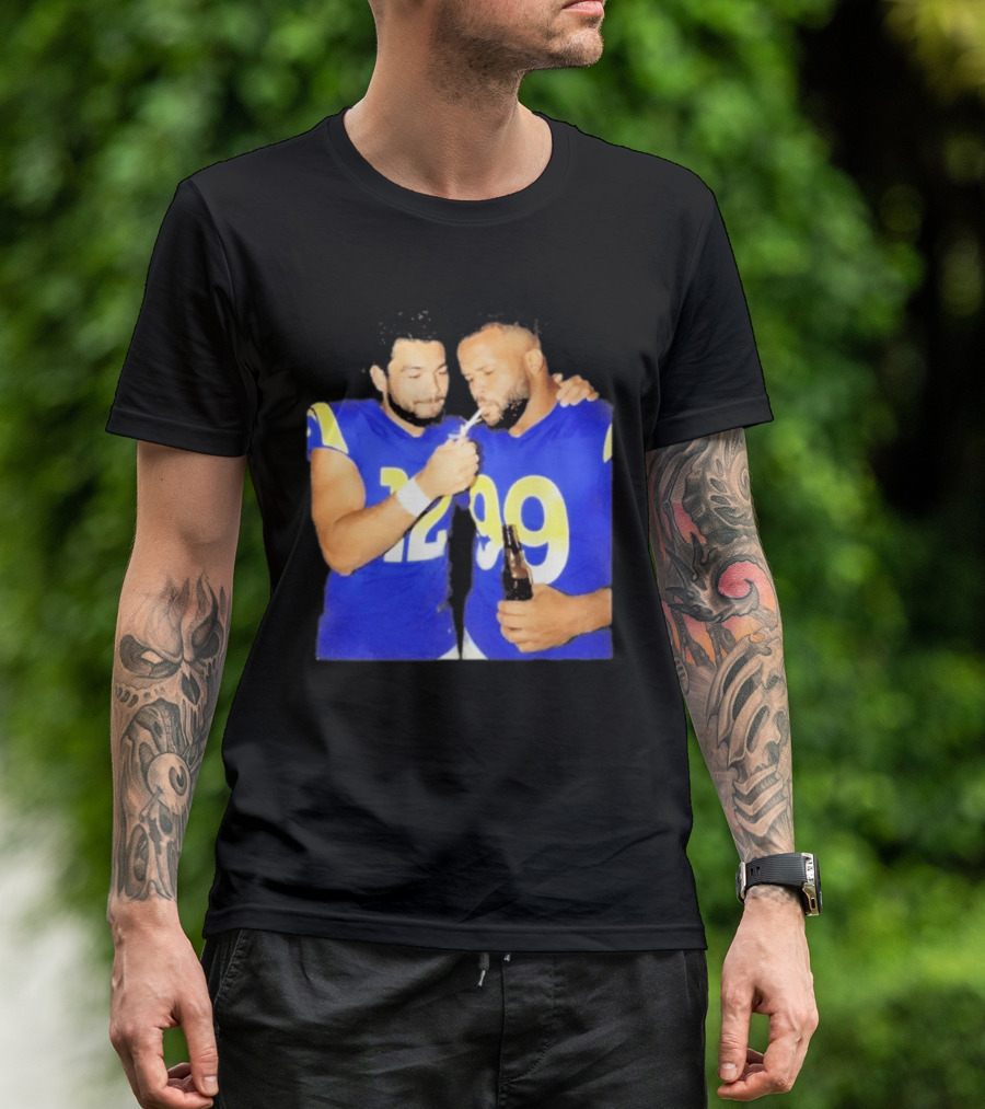 Los Angeles Rams Puka Nacua Aaron Donald Smoking Drinking NFL Football Team Players T-Shirt