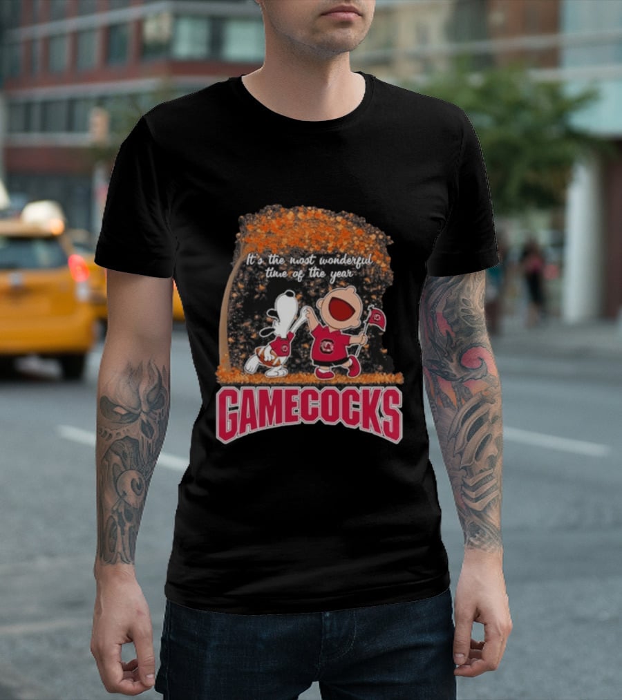 South Carolina Gamecocks Snoopy Charlie Brown 2026 It's The Most Wonderful Time Of The Year T-Shirt