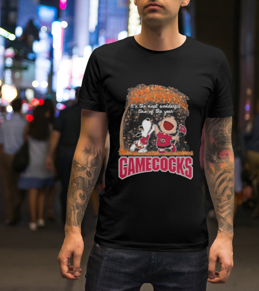 South Carolina Gamecocks Snoopy Charlie Brown 2026 It's The Most Wonderful Time Of The Year T-Shirt
