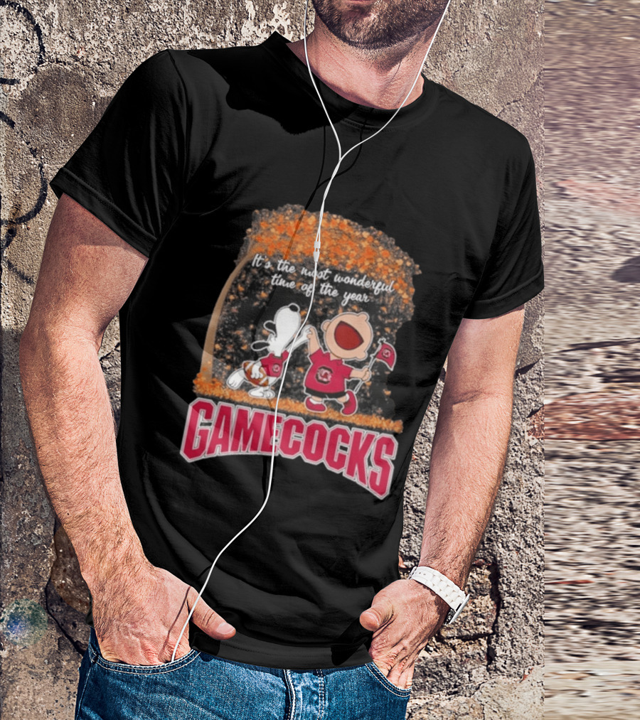 South Carolina Gamecocks Snoopy Charlie Brown 2026 It's The Most Wonderful Time Of The Year T-Shirt