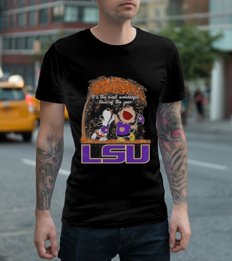 LSU Tigers Snoopy Charlie Brown 2026 Most Wonderful Time T-Shirt