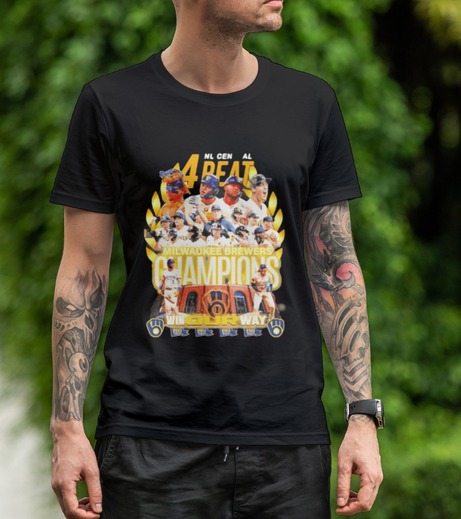Milwaukee Brewers Champions 4peat NL Central Win Our Way T-Shirt