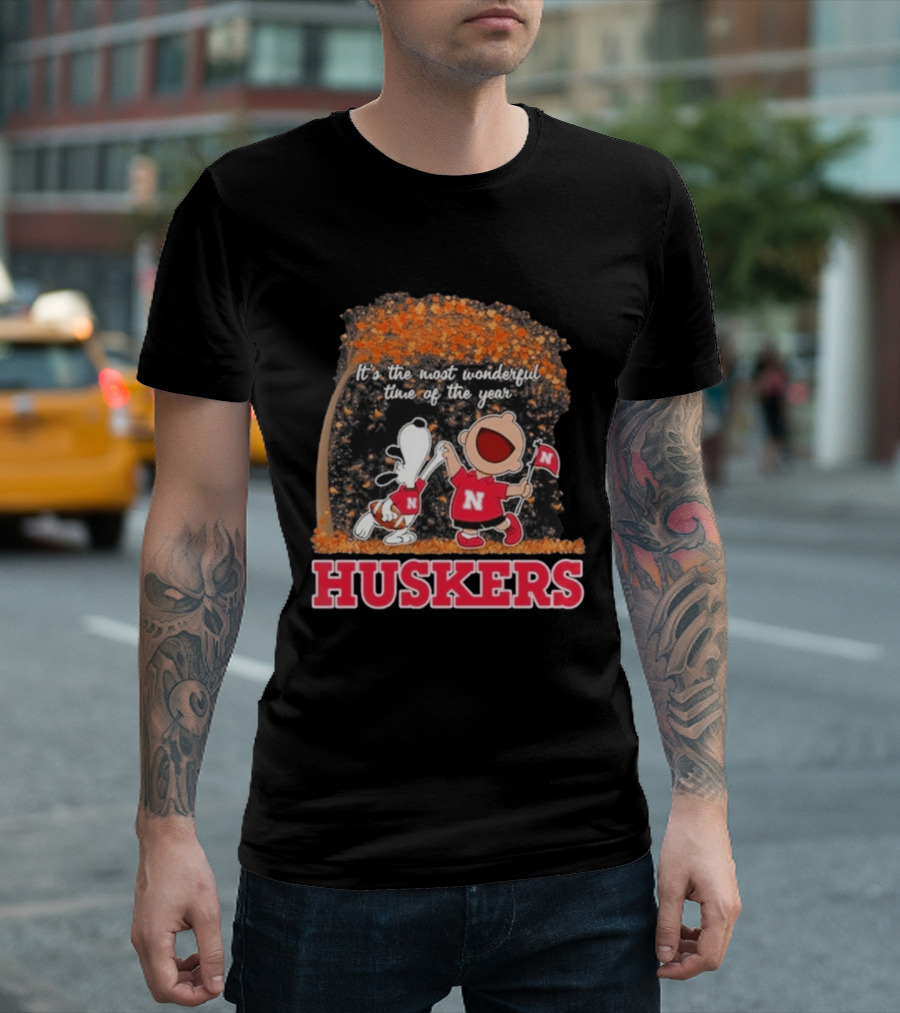 Huskers Snoopy Charlie Brown It's The Most Wonderful Time Of The Year T-Shirt